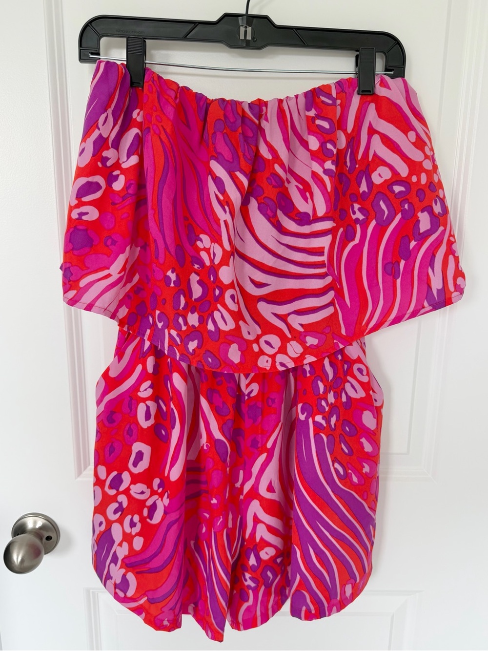 Vici Pink & Red Printed Strapless Romper